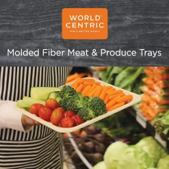 World Centric Fiber Trays, PLA Lined, PFAS Free, 9.1 x 7.1 x 0.7, Natural, 500/Carton