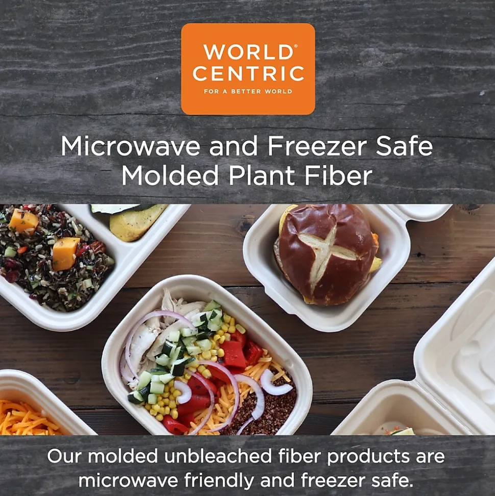 World Centric Fiber Trays, PLA Lined, PFAS Free, 9.1 x 7.1 x 0.7, Natural, 500/Carton