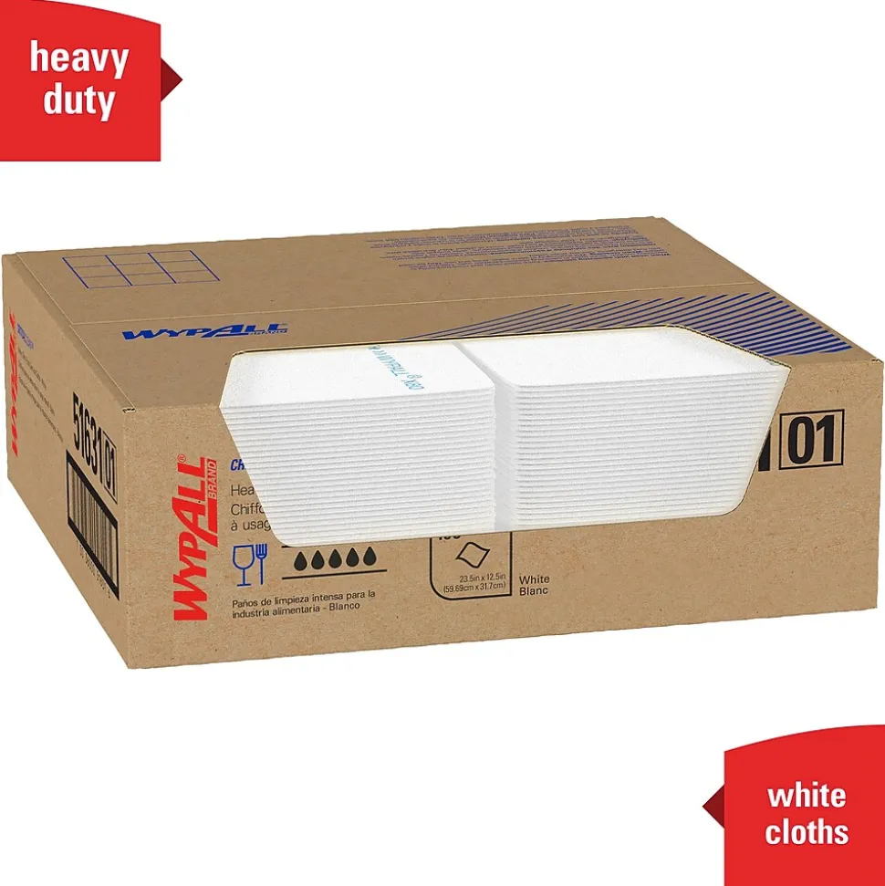 WypAll CriticalClean Foodservice Cloths, 12.5" x 23.5", White, 100 Sheets/Box (51631)