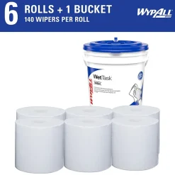 WypAll CriticalClean WetTask Fabric Cleaning Wipers, 12.5" x 12", White, 140 Sheets/Roll, 6/Carton (06411)