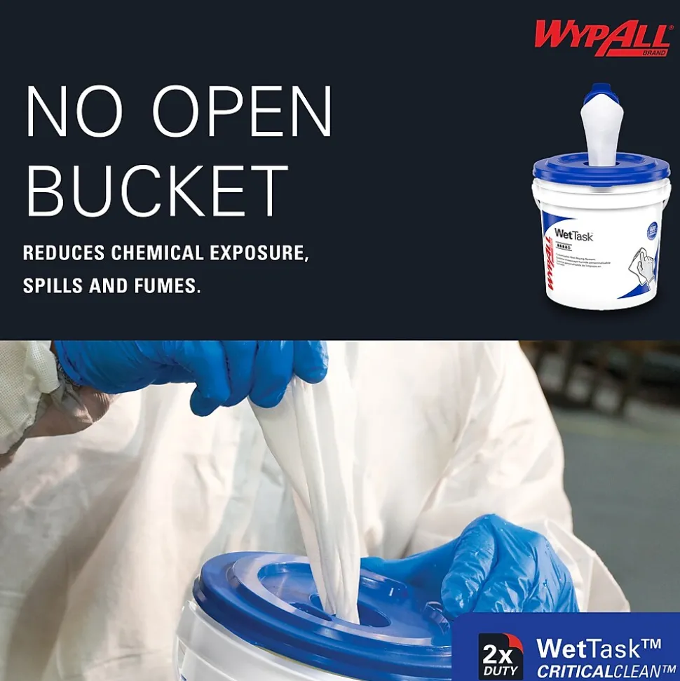 WypAll CriticalClean WetTask Fabric Cleaning Wipers, 12.5" x 12", White, 140 Sheets/Roll, 6/Carton (06411)