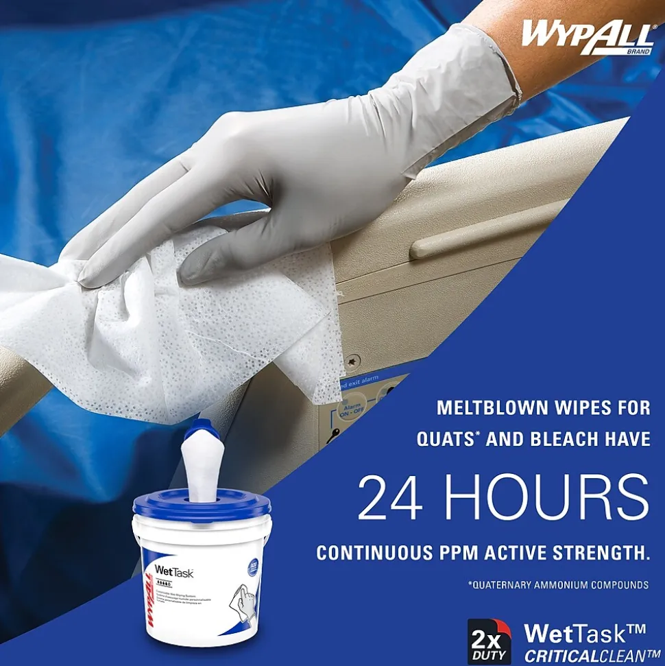 WypAll CriticalClean WetTask Fabric Cleaning Wipers, 12.5" x 12", White, 140 Sheets/Roll, 6/Carton (06411)