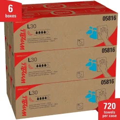 WypAll GeneralClean L30 Cellulose Cleaning Wipers, 16.4" x 9.8", White, 120 Wipers/Box, 6/Carton (05816)