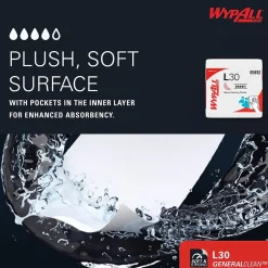 WypAll GeneralClean L30 Durable Fibers Cleaning Wipers, 12