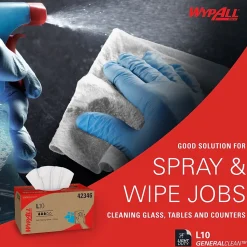 WypAll GeneralClean L10 Fabric Cleaning Wipers, 10.25