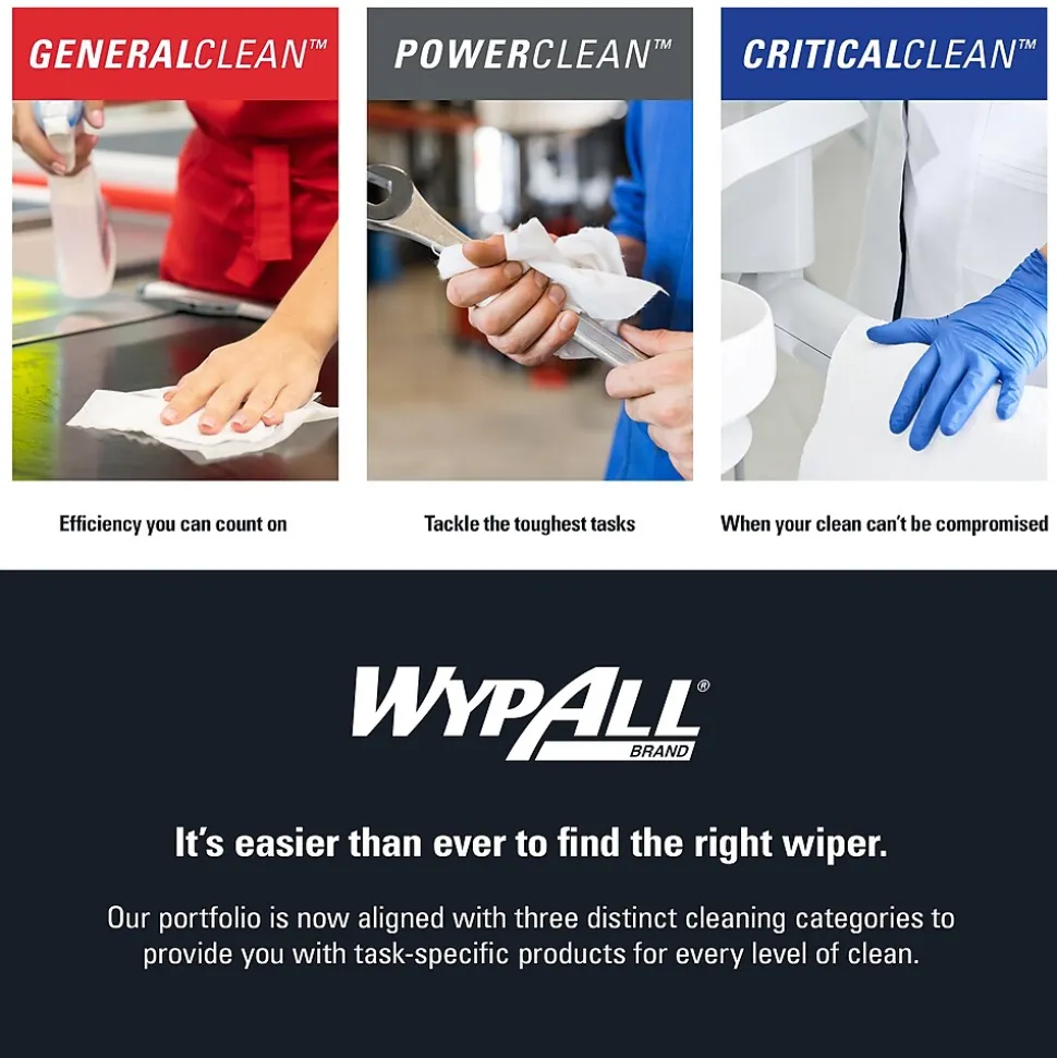 WypAll GeneralClean L10 Fabric Cleaning Wipers, 10.25" x 9", White, 250 Wipers/Box (42346)