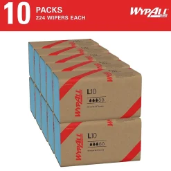 WypAll GeneralClean L10 Nylon Cleaning Wipers, 10.25" x 9.1", Blue, 224 Wipers/Box, 10/Carton (05123)