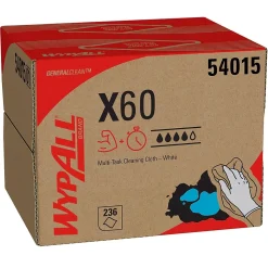 WypAll GeneralClean X60 Fabric Cleaning Wipers, 12.5", White, 236 Wipers/Box (54015)