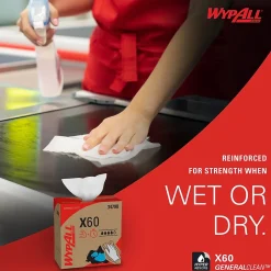 WypAll GeneralClean X60 Fabric Cleaning Wipers, 16.8
