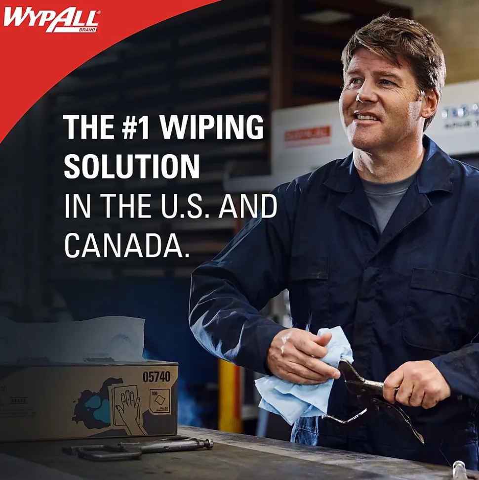 WypAll PowerClean L40 Cellulose Cleaning Wipers, 12" x 12.5", White, 56 Wipers/Box, 18/Carton (05701)