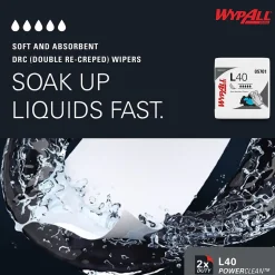 WypAll PowerClean L40 Cellulose Cleaning Wipers, 12