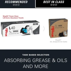 WypAll PowerClean L40 Cellulose Cleaning Wipers, 9.8