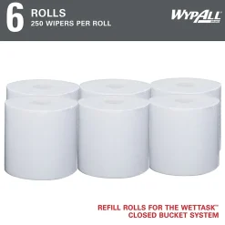 WypAll PowerClean WetTask Fabric Cleaning Wipers, 9" x 5.8", White, 250 Sheets/Roll, 6/Carton (53850)