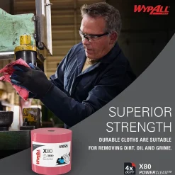 WypAll PowerClean X80 Cloth Cleaning Wipers, 16.8