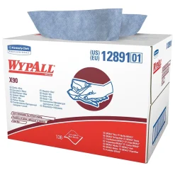 WypAll X90 Cleaning Cloths, 16.8" x 11.1", Blue and Denim, 0.33 lbs., 136 Cloths/Pack (12891)