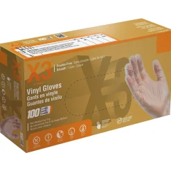 X3 Powder Free Vinyl Gloves, Latex Free, Clear, Large, 100/Box, 10 Boxes/Carton (GPX346100-CC)