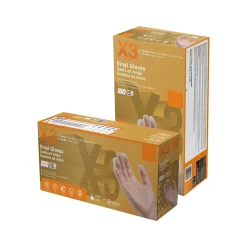 X3 Powder Free Vinyl Gloves, Latex Free, Clear, Large, 100/Box, 10 Boxes/Carton (GPX346100-CC)