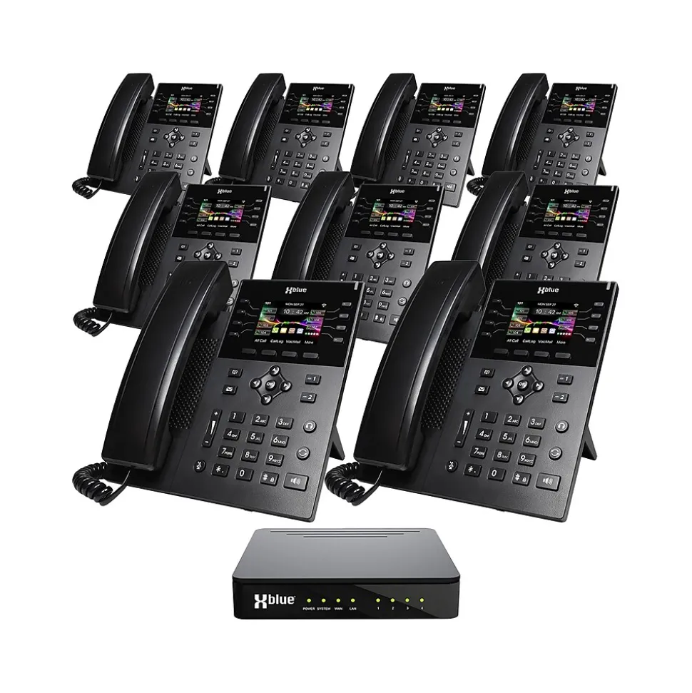 XBLUE QB1 14-Line Corded Conference Telephone System Bundle, Black (qb1-ip8g-4x9)