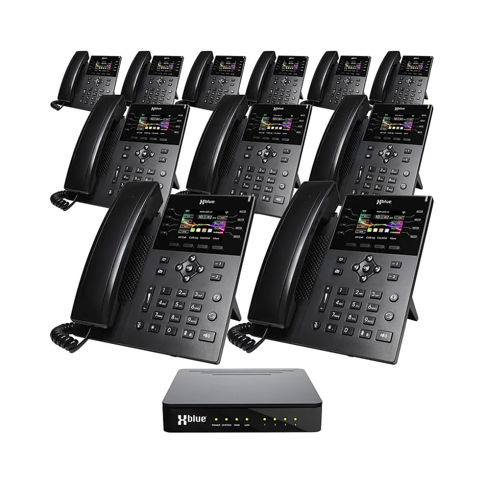 XBLUE QB1 14-Line Corded Conference Telephone System Bundle, Black (qb1-ip8g-4x11)