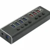 4XEM 7-Port USB-A 3.2 Gen 1 Data Hub, Black (4XUSBAHUB7PDTAA)