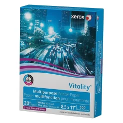 Xerox Vitality 8.5" x 11" 3-Hole Punch Multipurpose Printer Paper, 20 lbs., 92 Brightness, 500/Ream (3R2641)