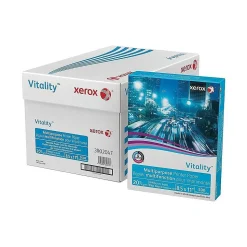 Xerox Vitality 8.5" x 11" Multipurpose Paper, 20 lbs., 92 Brightness, 500 Sheets/Ream, 10 Reams/Carton (3R02047)