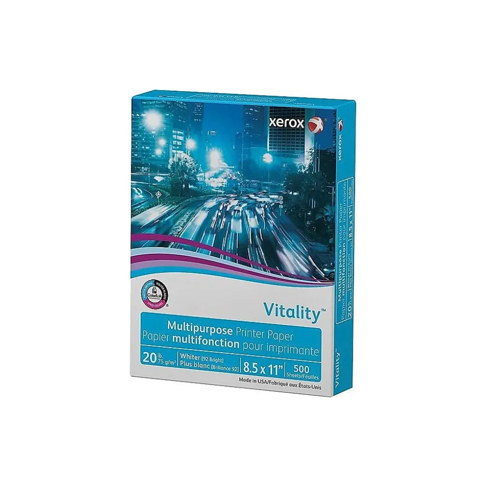 Xerox Vitality 8.5" x 11" Multipurpose Paper, 20 lbs., 92 Brightness, 500 Sheets/Ream (3R02047)