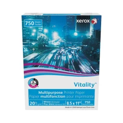 Xerox Vitality 8.5" x 11" Multipurpose Paper, 20 lbs., 92 Brightness, 750 Sheets/Ream (3R20195)