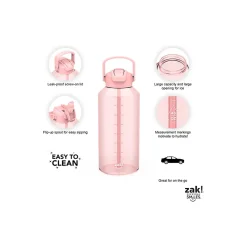 Zak! Liberty Plastic Water Bottle, 64 oz., Coral (2546-X270)
