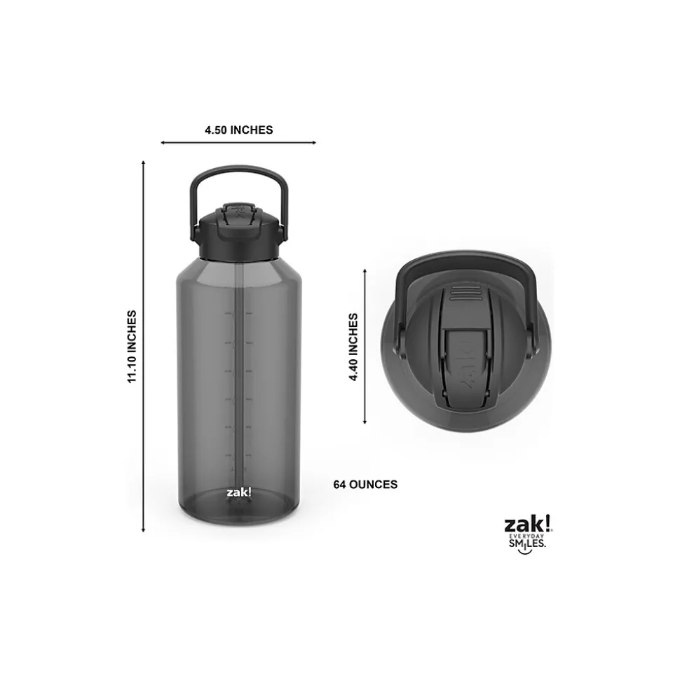 Zak! Liberty Plastic Water Bottle, 64 oz., Ebony (0015-X270)