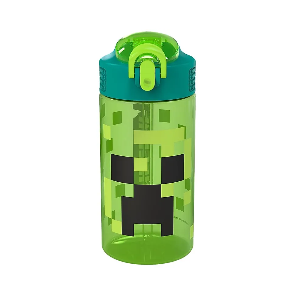 Zak! Minecraft Meadow Polypropylene Water Bottle, 16 oz., Green/Black (MICR-T120)