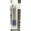 Zebra F-402 Retractable Ballpoint Pen, Fine Point, 0.7mm, Blue Ink, 2 Pack (29222)