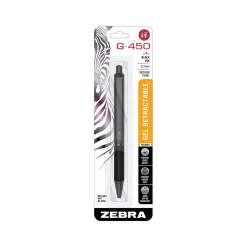 Zebra G-450 Retractable Gel Pen, Medium Point, 0.7mm, Black Ink (49511)