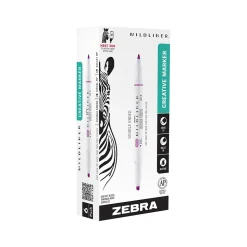 Zebra MILDLINER Double-Ended Creative Highlighter, Chisel/Bullet Tip, Magenta, 6/Pack (78270R)