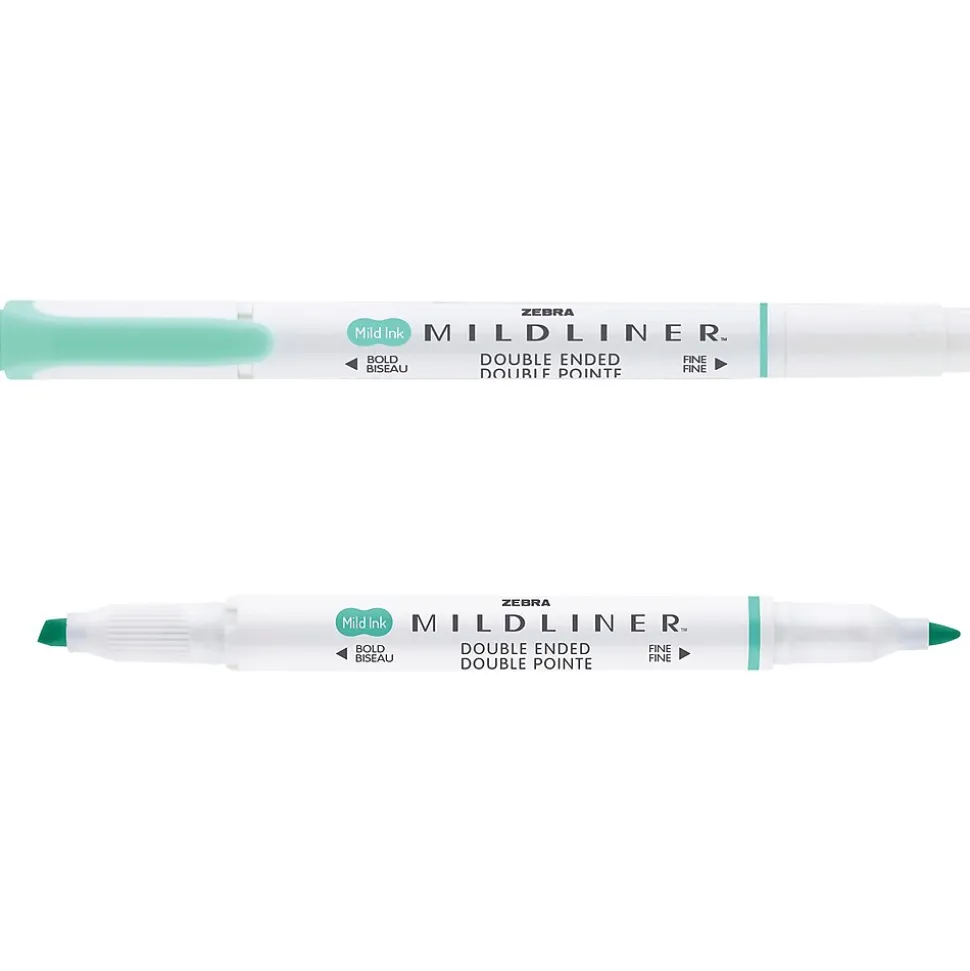 Zebra MILDLINER Double-Ended Creative Highlighter, Chisel/Bullet Tip, Blue Green, 6/Pack (78220R)