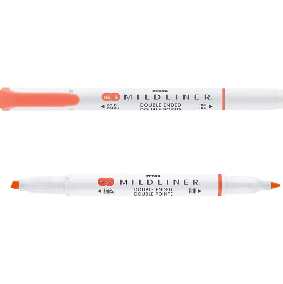 Zebra MILDLINER Double-Ended Creative Highlighter, Chisel/Bullet Tip, Vermilion, 6/Pack (78230R)