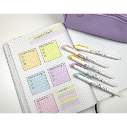 Zebra Mildliner Twin Tip Highlighters, Bullet/Chisel Tip, Gentle Assorted, 5/Pack (78705)