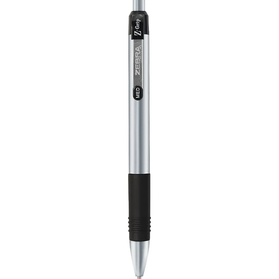 Zebra Z-Grip Elite Retractable Ballpoint Pen, Medium Point, 1.0mm, Black Ink, Dozen (27010)
