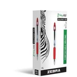 Zebra Z-Grip Max Retractable Ballpoint Pen, Medium Point, 1.0mm, Red Ink, Dozen (22430)