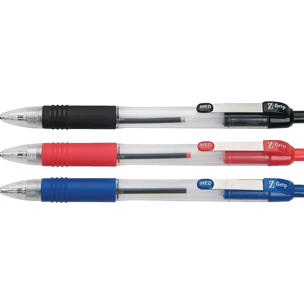 Zebra Z-Grip Retractable Ballpoint Pen, Medium Point, 1.0mm, Assorted Ink, 24 Pack (12224)